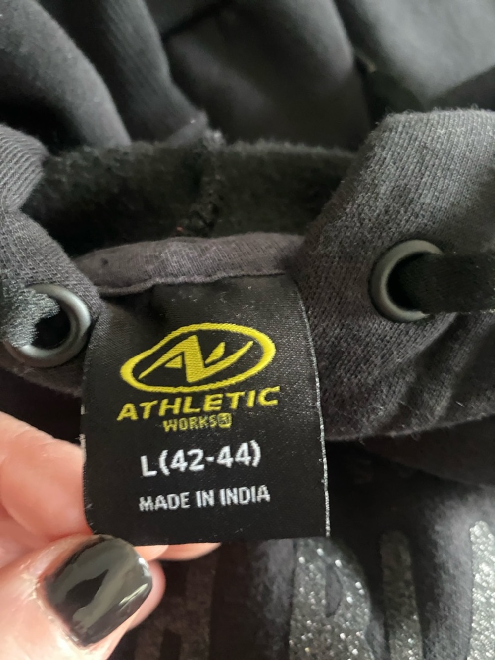 Athletic Works Black Hoodie with Black Glitter Logo-Little Ray of Pitch Black - Picture 2 of 2